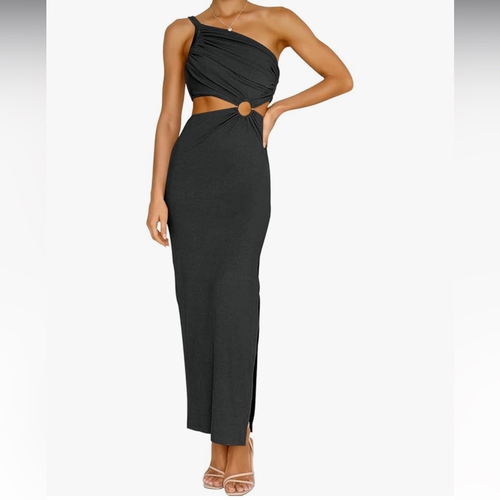ANRABESS Women Summer One Shoulder Sleeveless Maxi